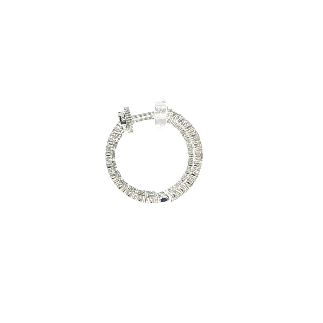 14K White Gold Inside-Out Diamond Hoop Earrings