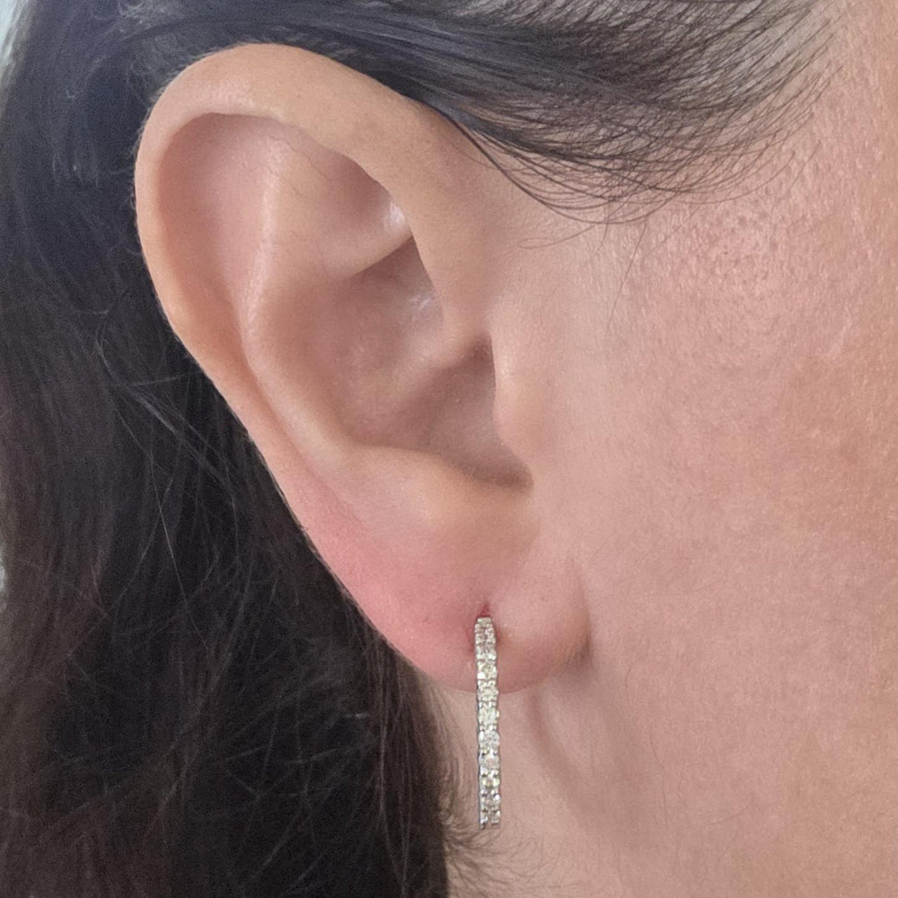 14K White Gold Inside-Out Diamond Hoop Earrings