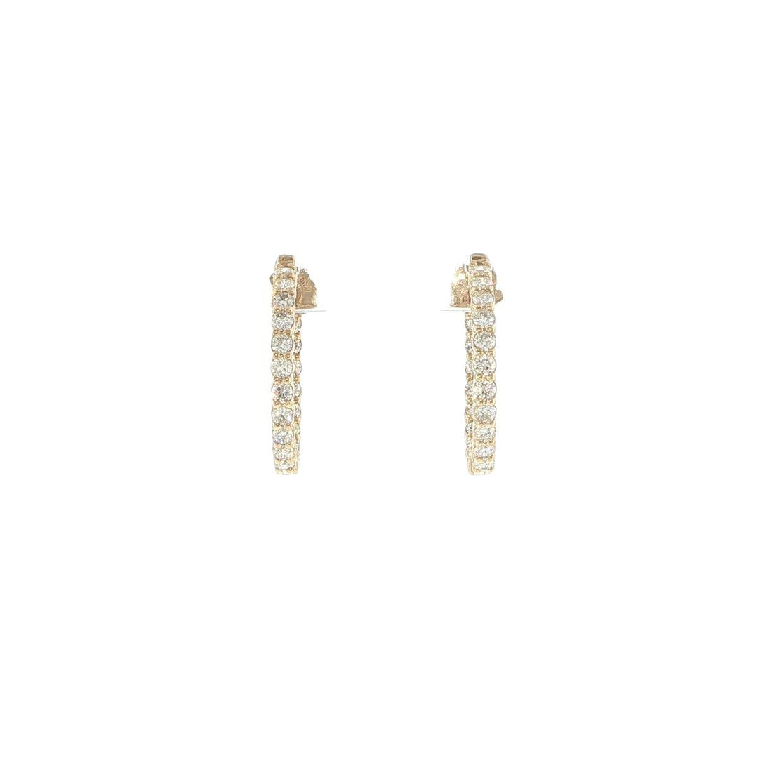 14K Yellow Gold Inside-Out Diamond Hoop Earrings