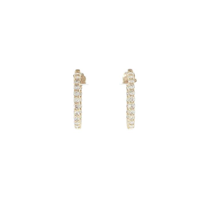14K Yellow Gold Inside-Out Diamond Hoop Earrings