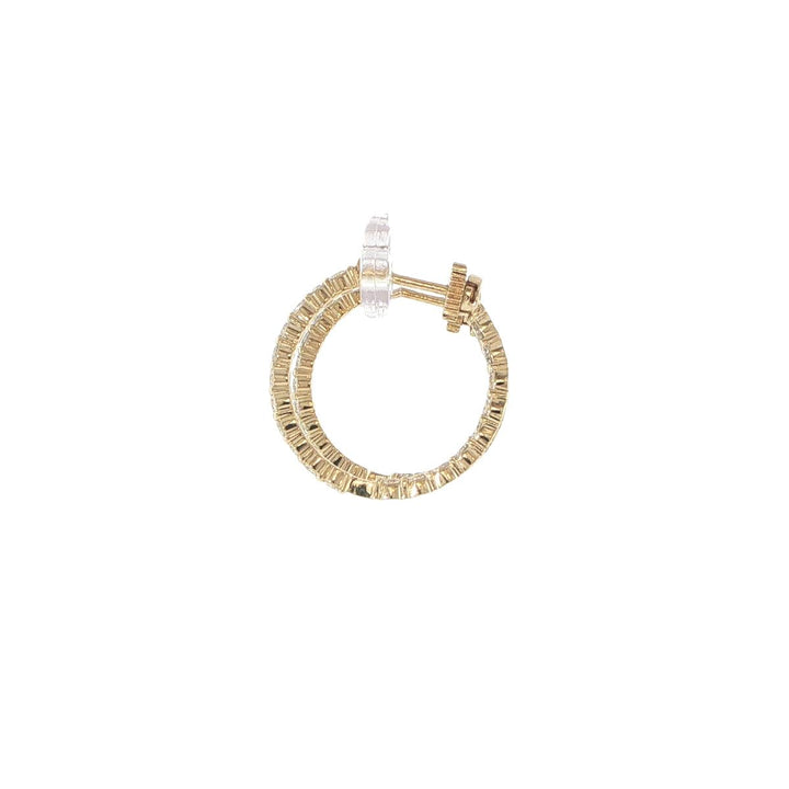 14K Yellow Gold Inside-Out Diamond Hoop Earrings