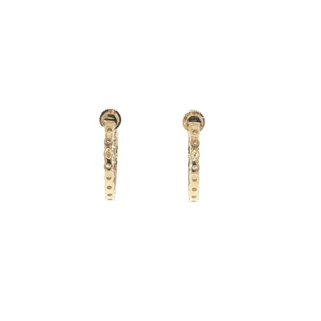 14K Yellow Gold Inside-Out Diamond Hoop Earrings