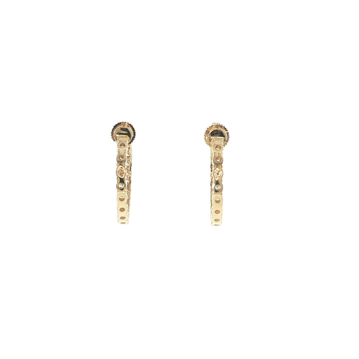 14K Yellow Gold Inside-Out Diamond Hoop Earrings