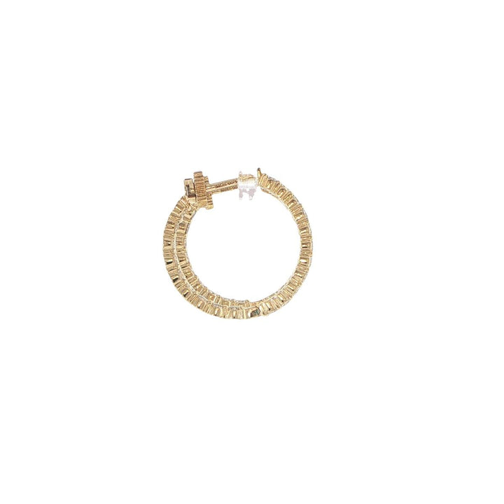 14K Yellow Gold Inside-Out Diamond Hoop Earrings