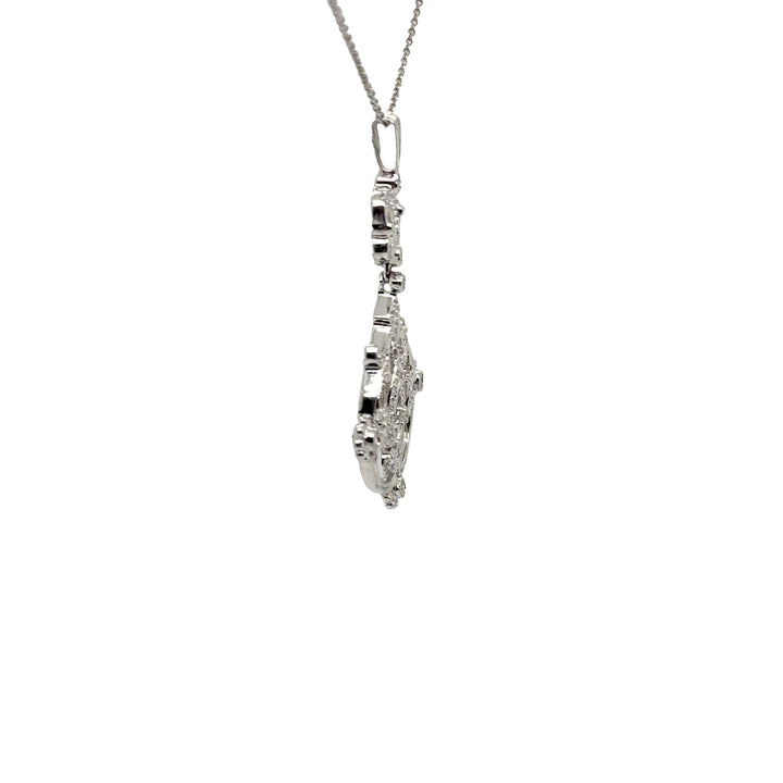14K White Gold Diamond Pendant Necklace