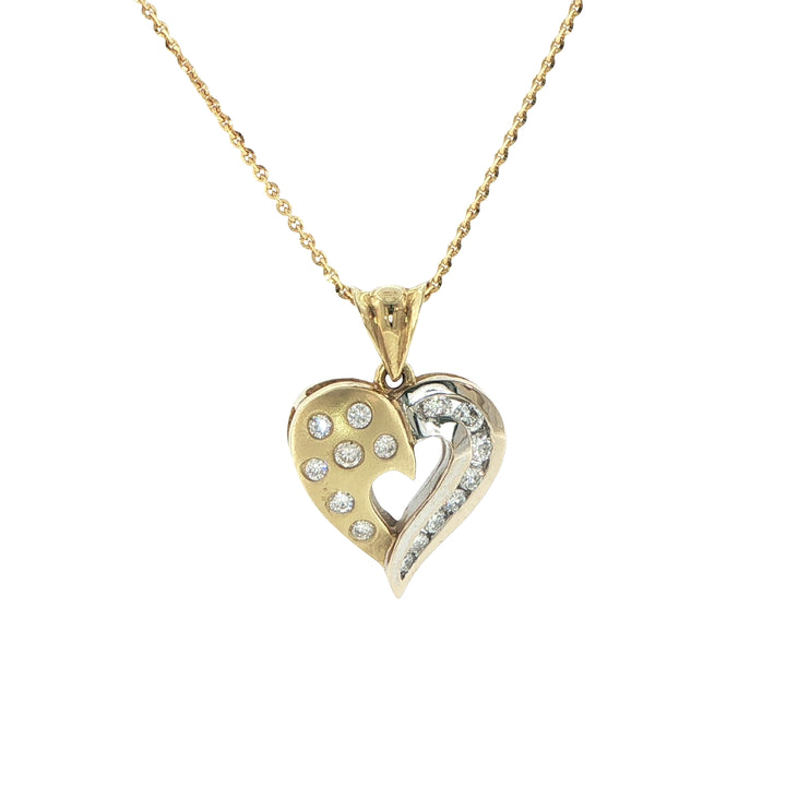 18K White & Yellow Gold Heart Pendant with Diamonds