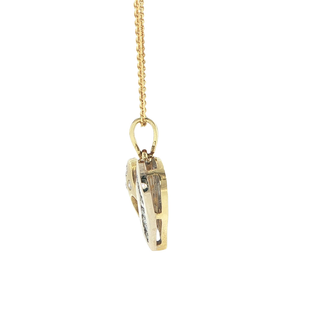 18K White & Yellow Gold Heart Pendant with Diamonds