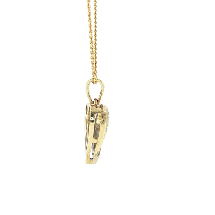 18K White & Yellow Gold Heart Pendant with Diamonds