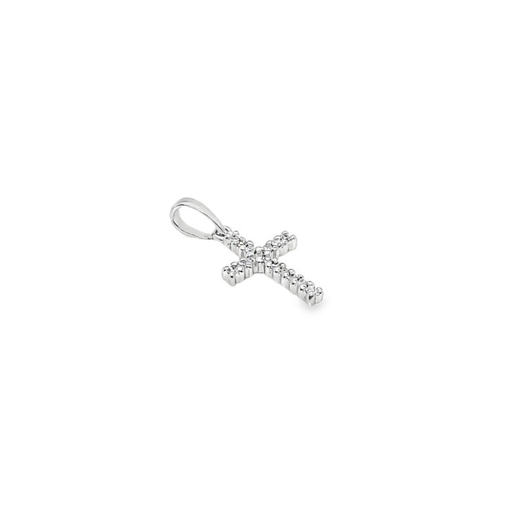 14K White Gold Diamond Cross Pendant