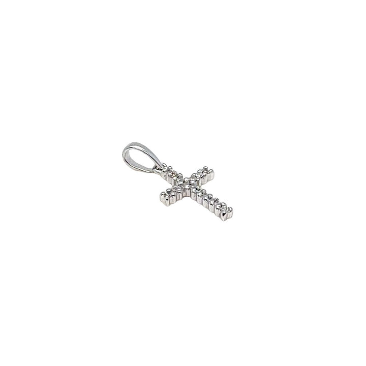 14K White Gold Diamond Cross Pendant