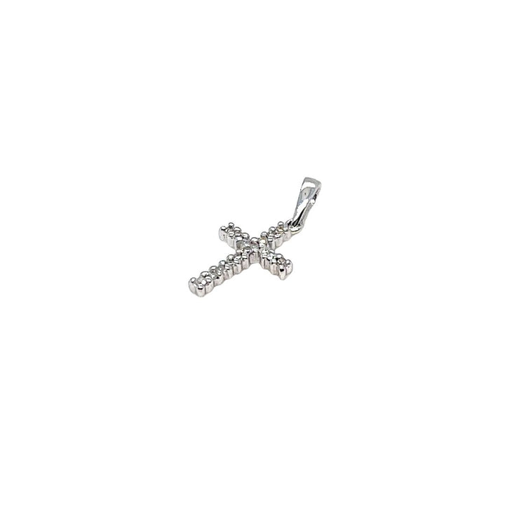 14K White Gold Diamond Cross Pendant