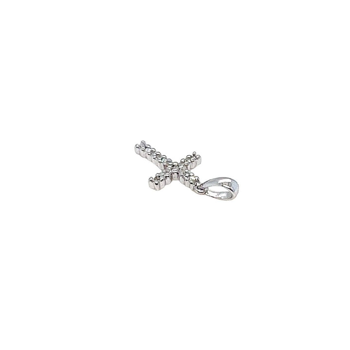 14K White Gold Diamond Cross Pendant