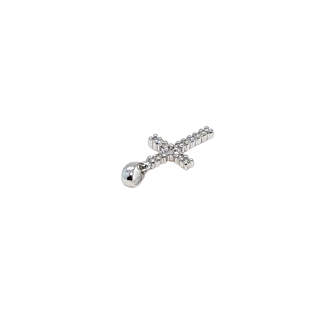 14K White Gold Diamond Cross Pendant