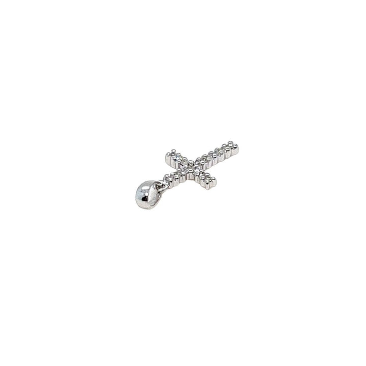 14K White Gold Diamond Cross Pendant