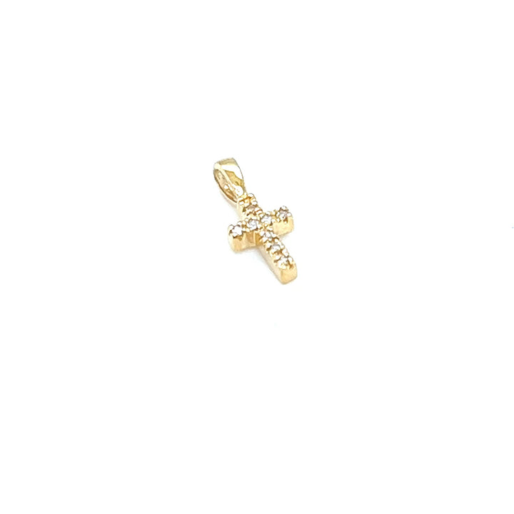 14K Yellow Gold Extra Small Diamond Cross
