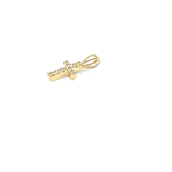 14K Yellow Gold Extra Small Diamond Cross