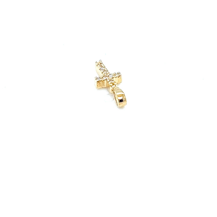 14K Yellow Gold Extra Small Diamond Cross