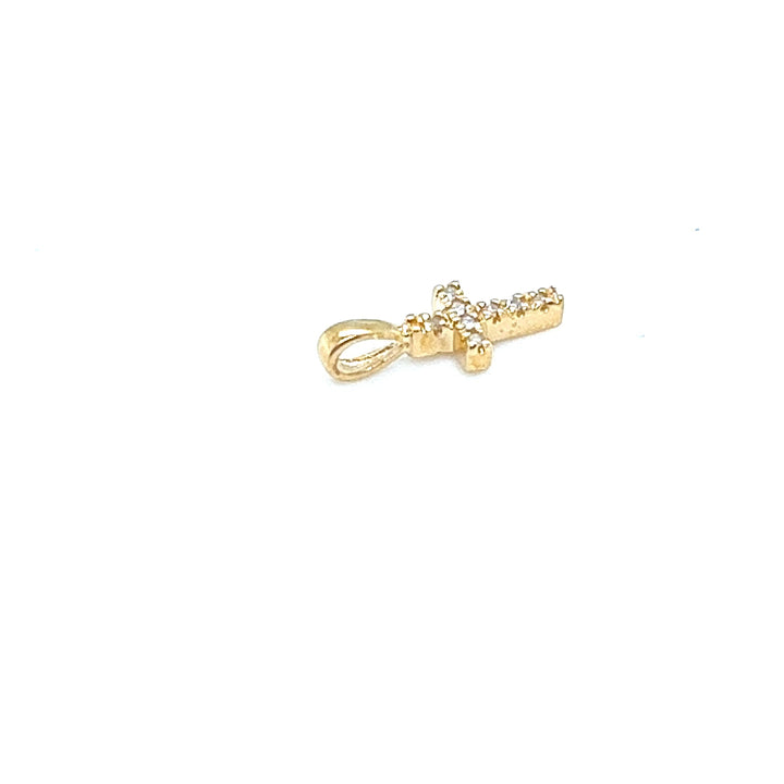 14K Yellow Gold Extra Small Diamond Cross