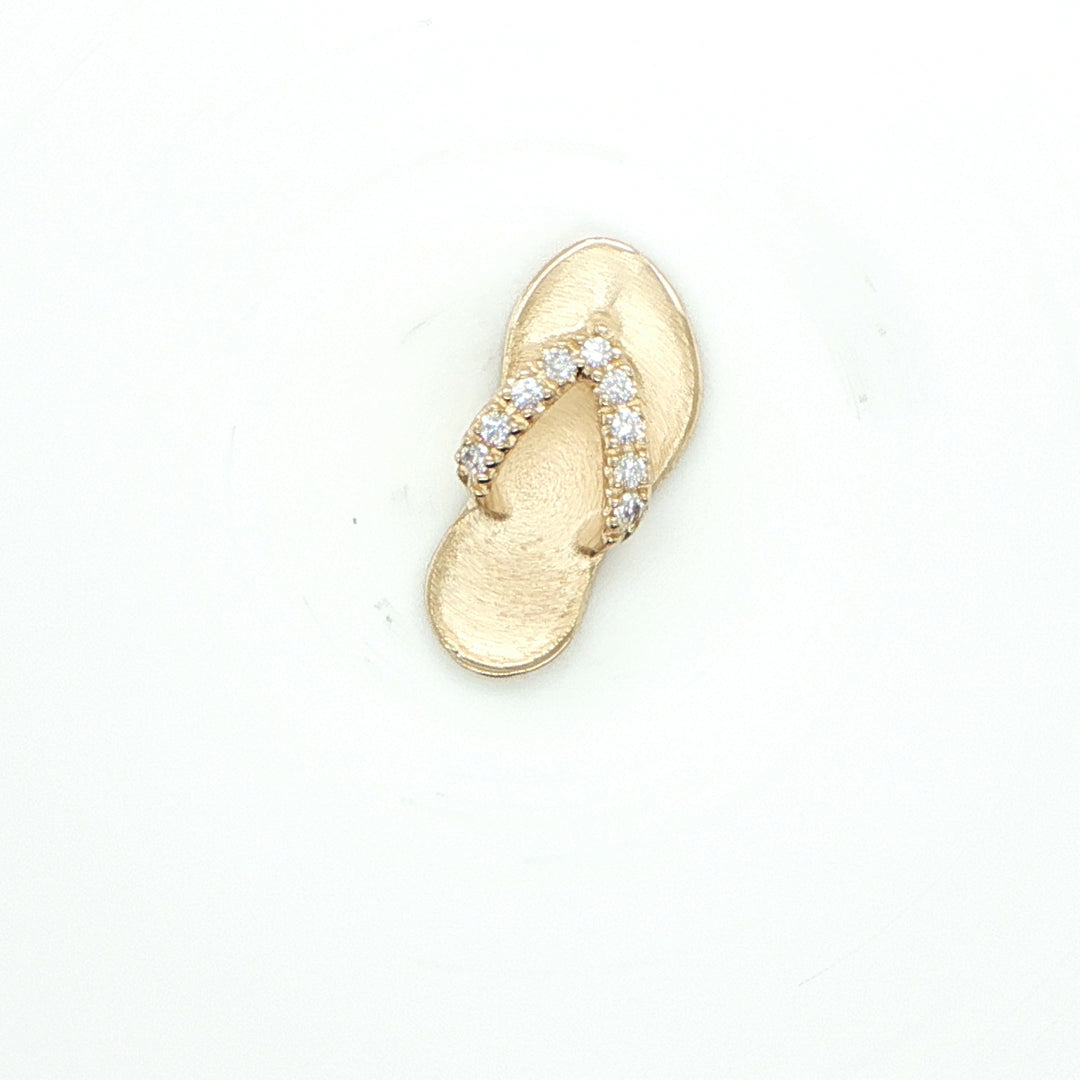 14K Yellow Gold HOKU Flip Flop Diamond Pendant