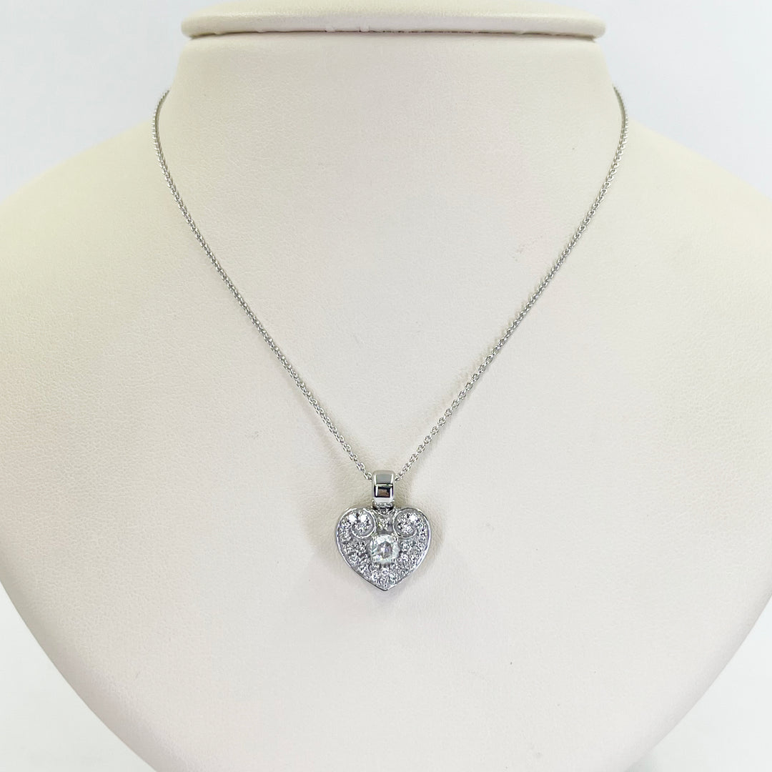 18K White Gold Diamond Heart Pendant