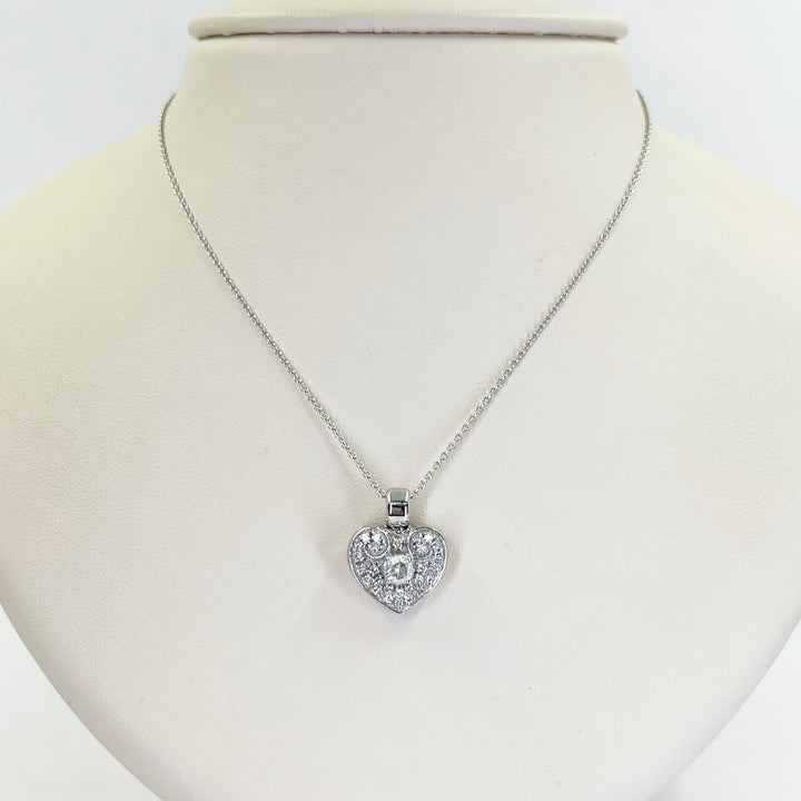 18K White Gold Diamond Heart Pendant