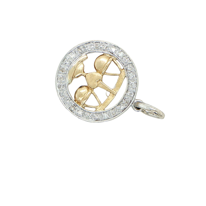 18K Two-Tone Libra Zodiac Pendant with Diamonds