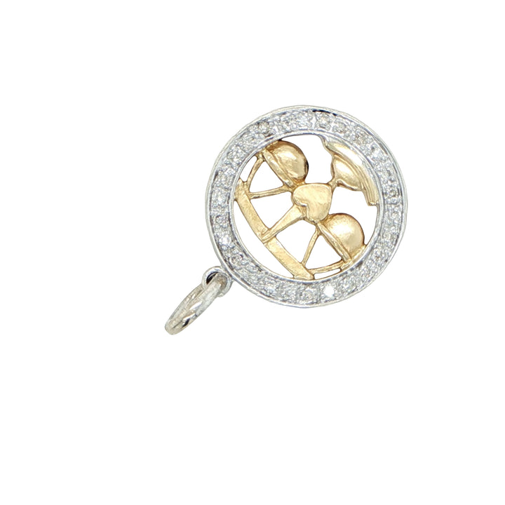 18K Two-Tone Libra Zodiac Pendant with Diamonds