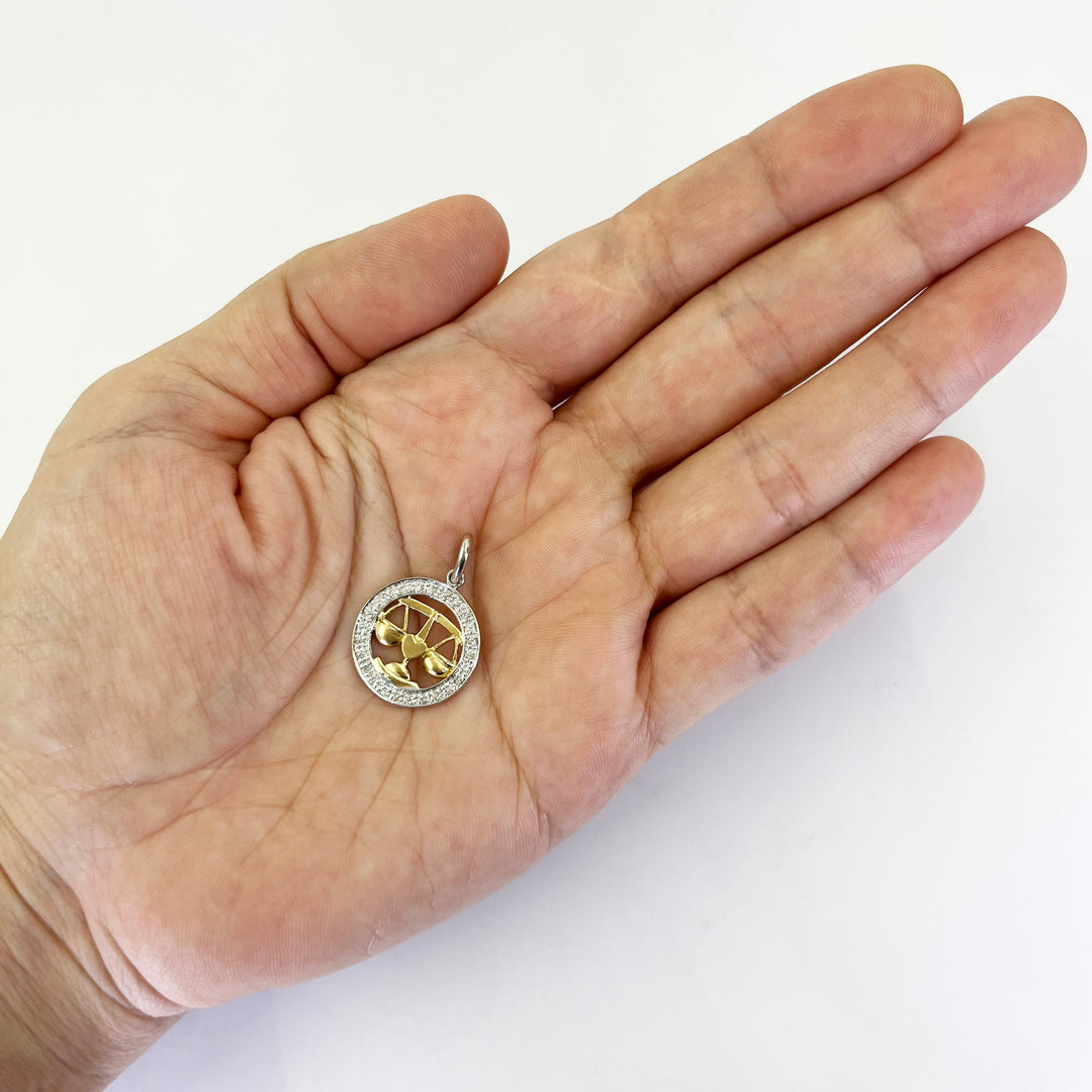18K Two-Tone Libra Zodiac Pendant with Diamonds
