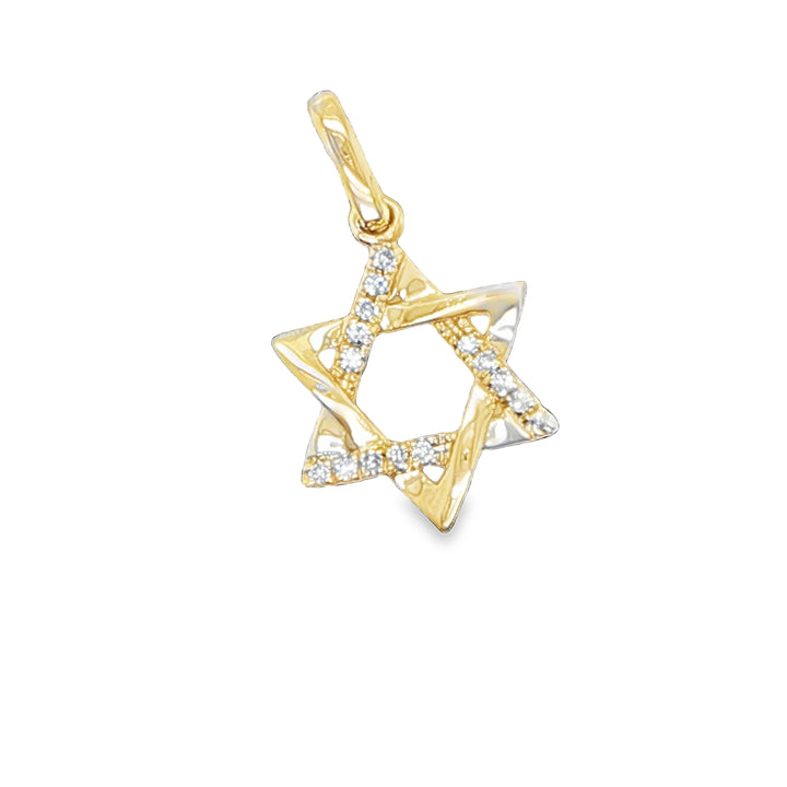14K Yellow Gold Diamond Star of David Pendant