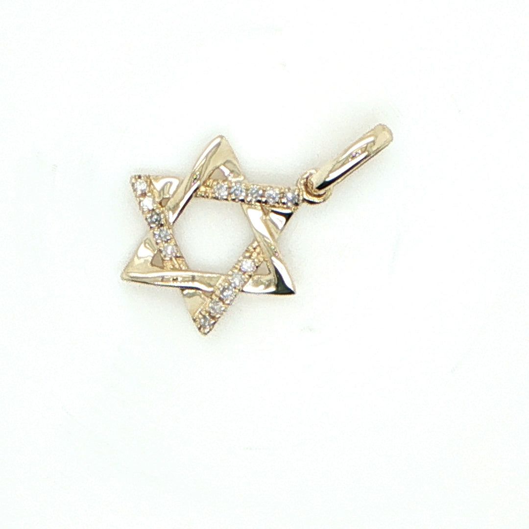 14K Yellow Gold Diamond Star of David Pendant