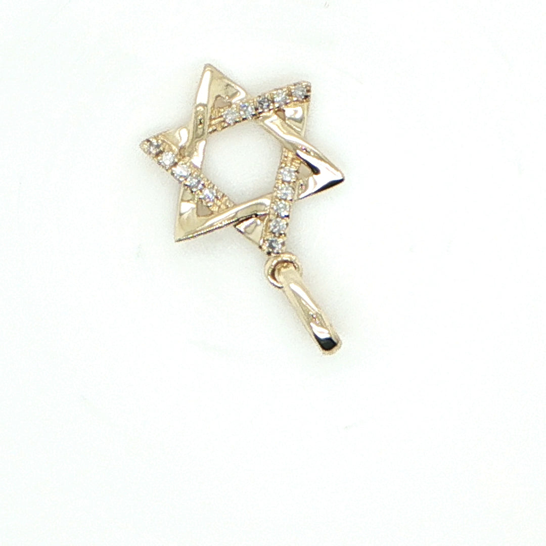 14K Yellow Gold Diamond Star of David Pendant