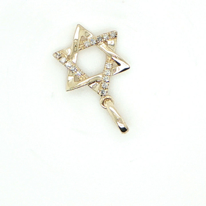 14K Yellow Gold Diamond Star of David Pendant