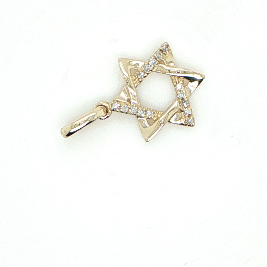 14K Yellow Gold Diamond Star of David Pendant