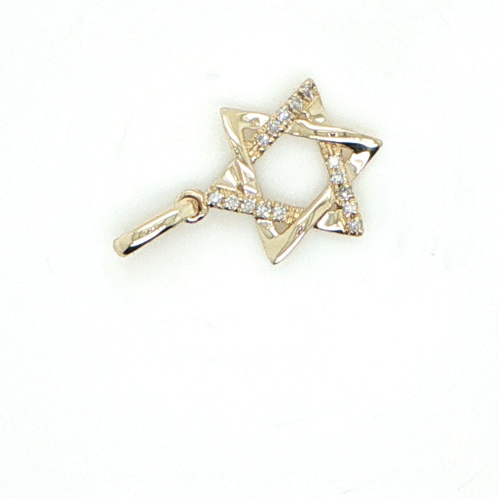 14K Yellow Gold Diamond Star of David Pendant