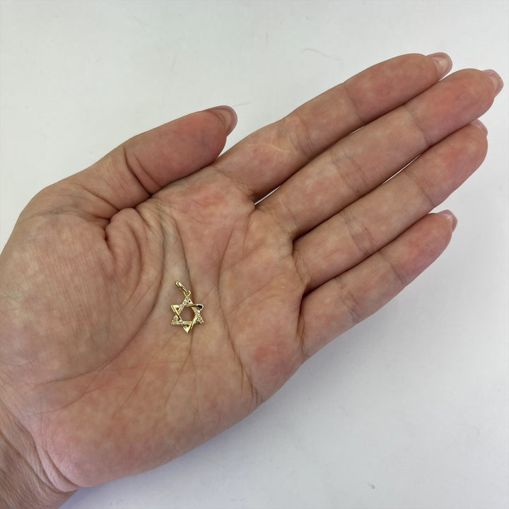 14K Yellow Gold Diamond Star of David Pendant