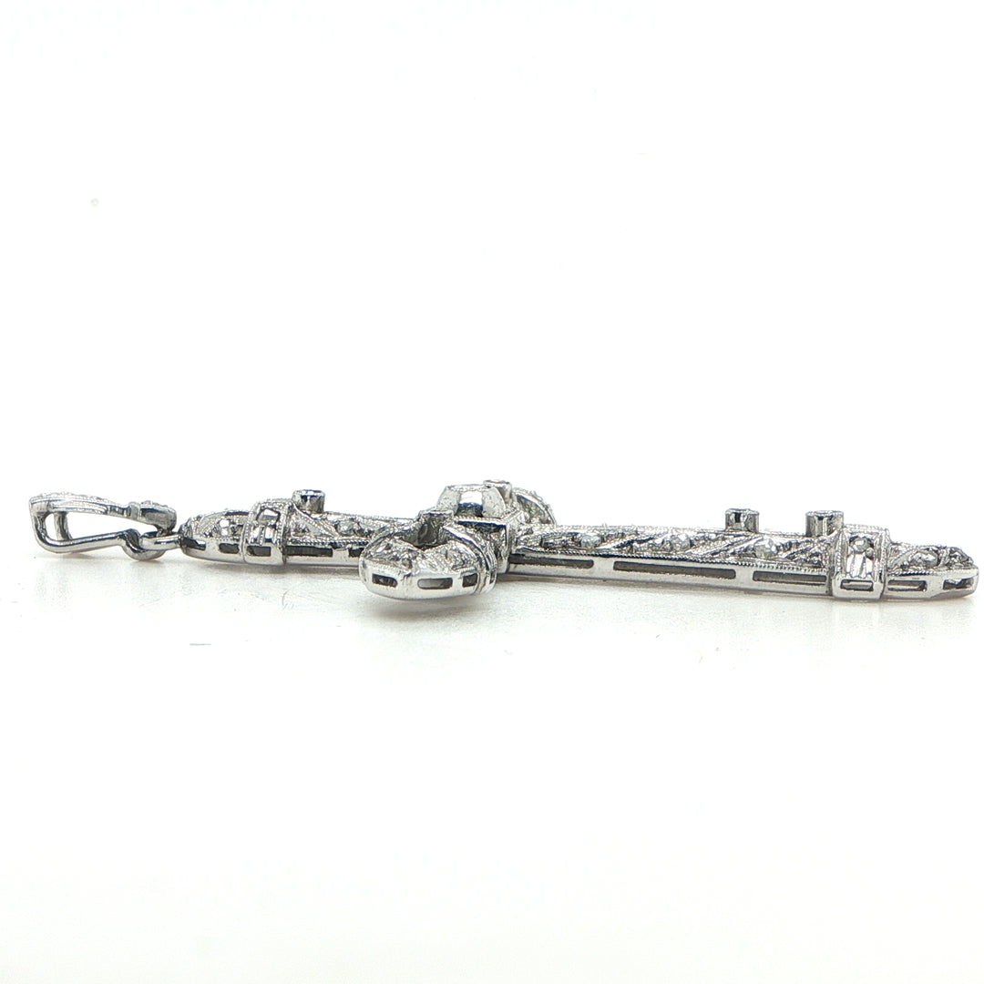 Antique Platinum & 18K White Gold Diamond Cross Pendant