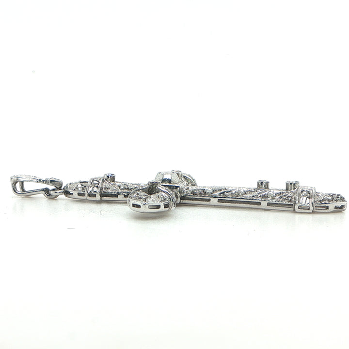 Antique Platinum & 18K White Gold Diamond Cross Pendant