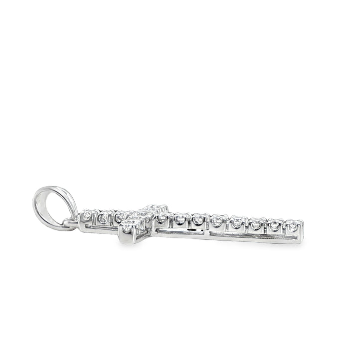 18K White Gold Diamond Cross Pendant