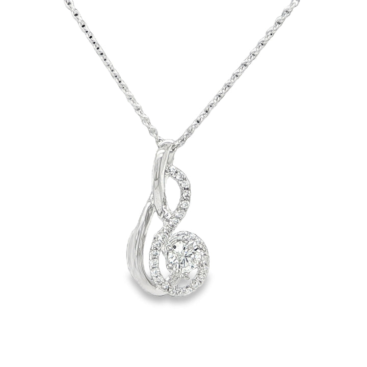 18K White Gold Diamond Swirl Pendant