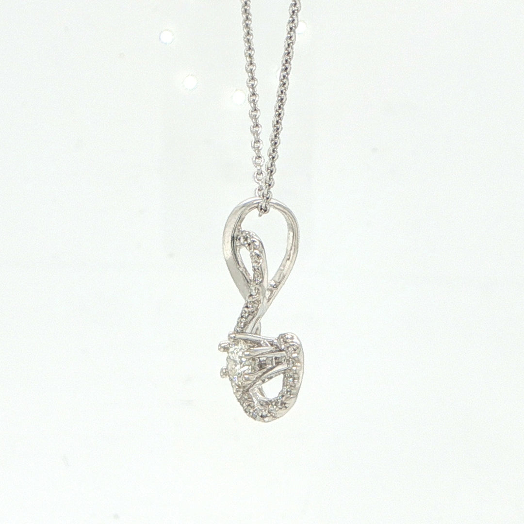 18K White Gold Diamond Swirl Pendant