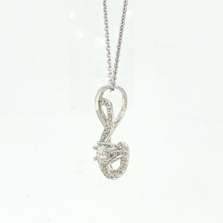 18K White Gold Diamond Swirl Pendant