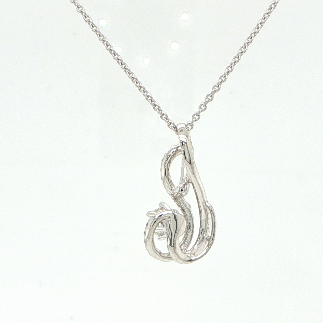 18K White Gold Diamond Swirl Pendant