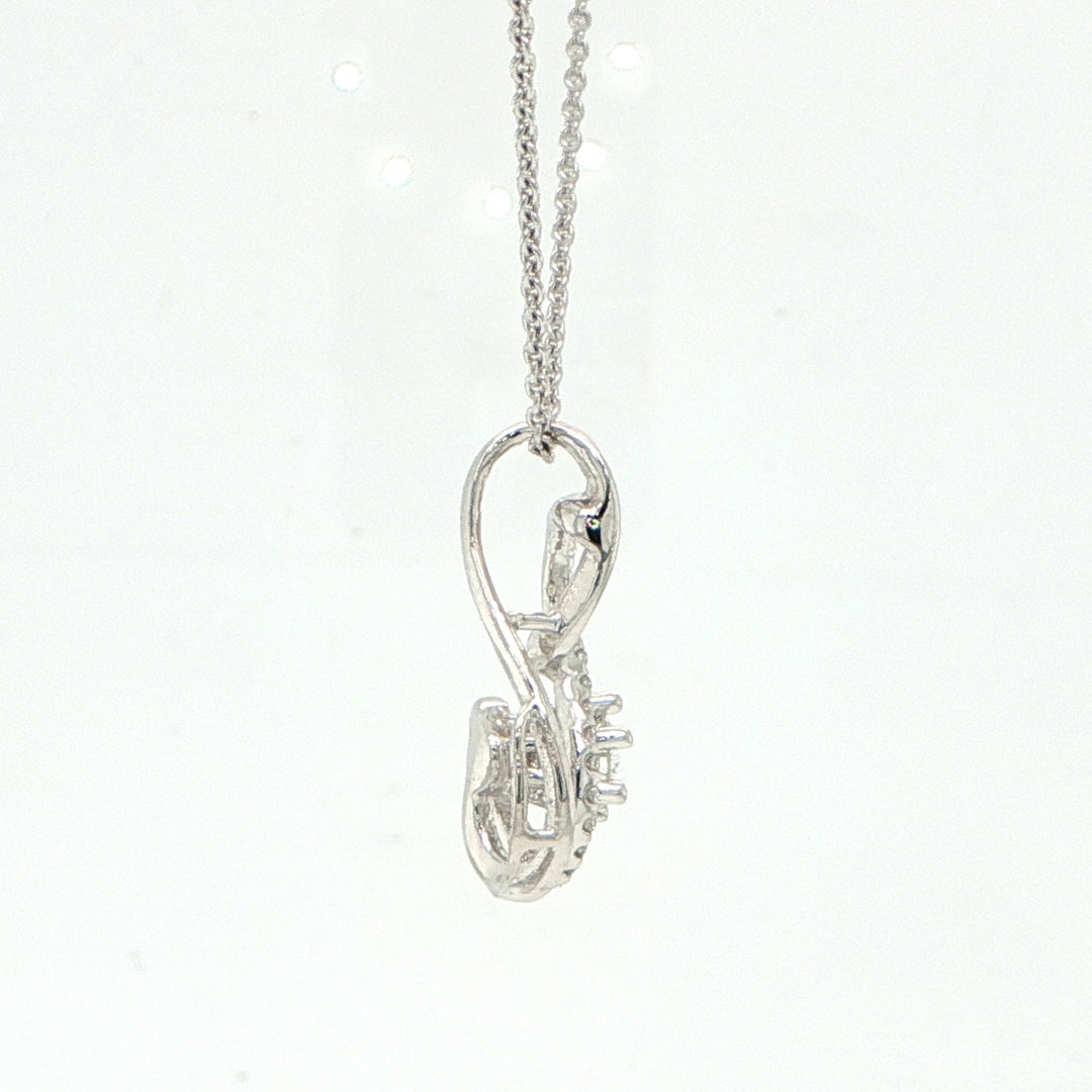 18K White Gold Diamond Swirl Pendant