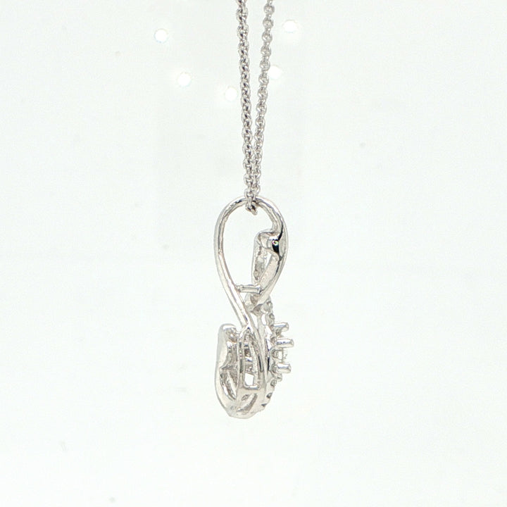 18K White Gold Diamond Swirl Pendant