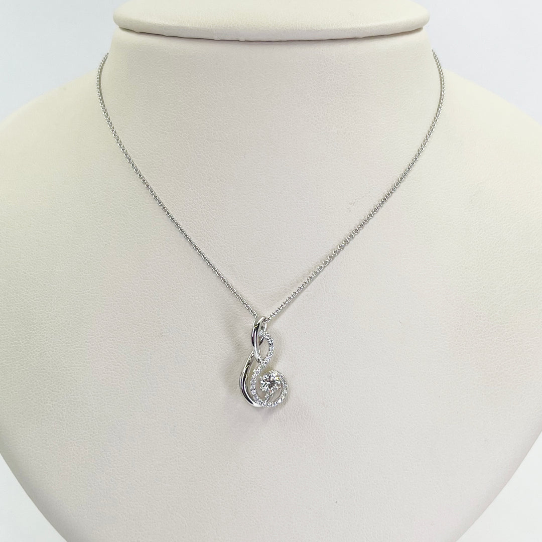 18K White Gold Diamond Swirl Pendant