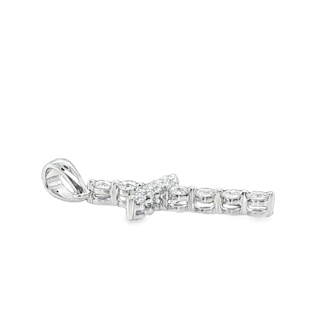 18K White Gold Diamond Cross Pendant