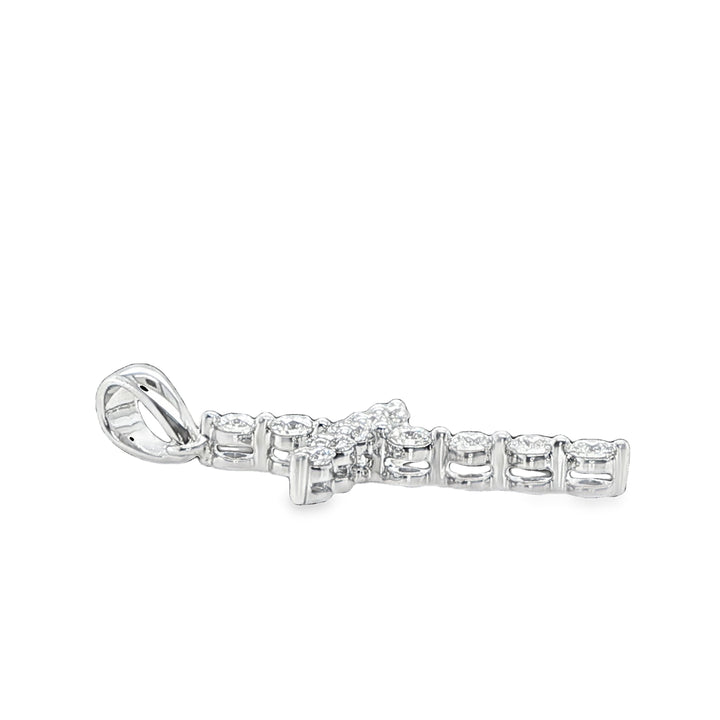 18K White Gold Diamond Cross Pendant