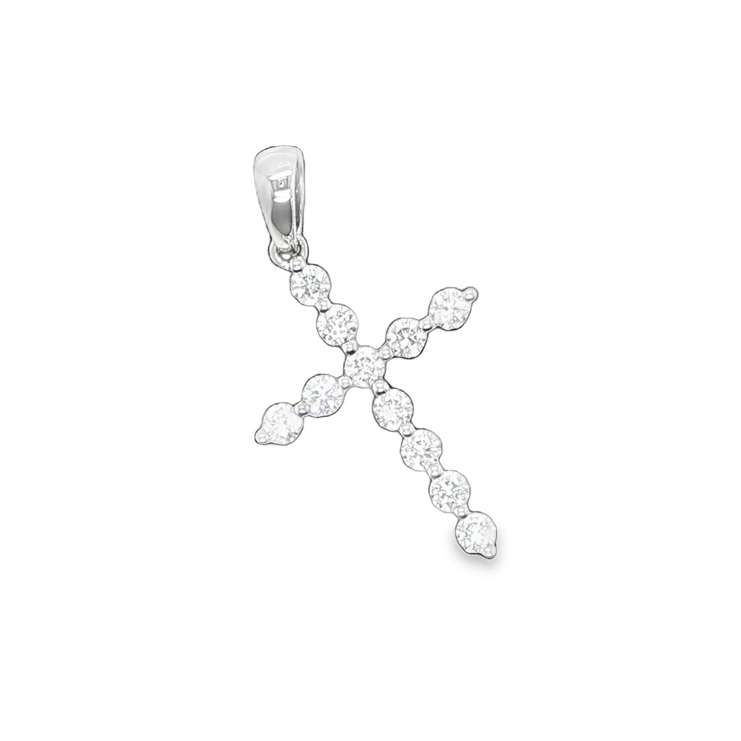 18K White Gold Diamond Cross Pendant