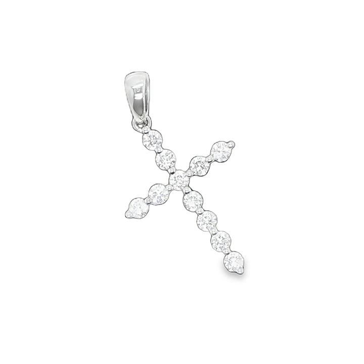 18K White Gold Diamond Cross Pendant
