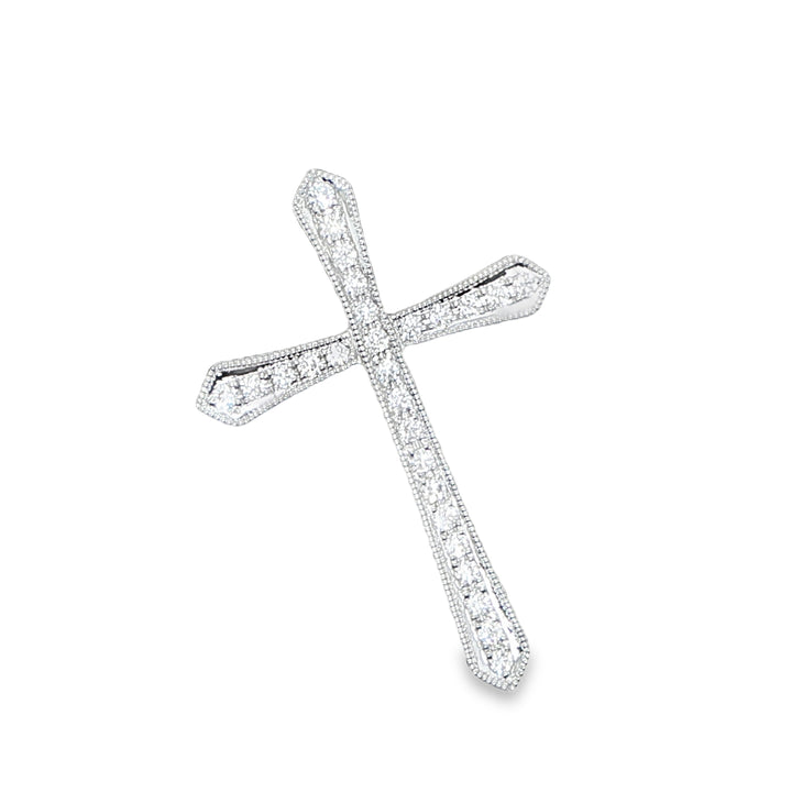 18K White Gold Diamond Cross Pendant
